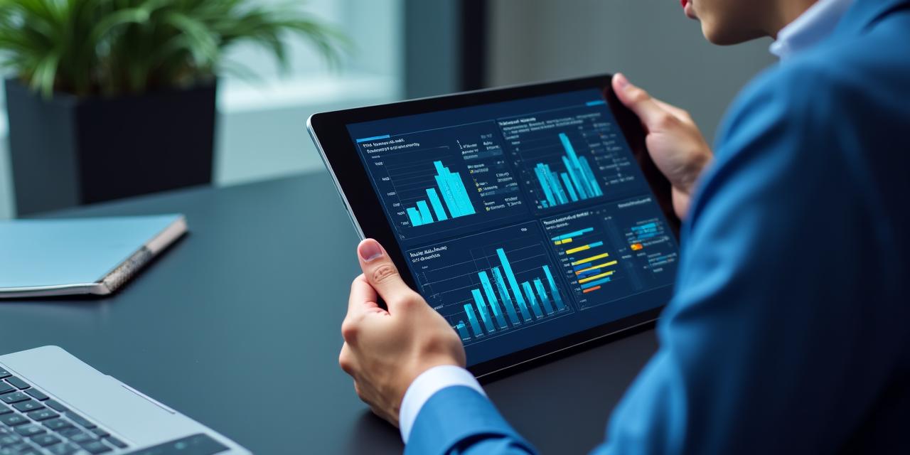Datenvisualisierung auf einem Tablet am Arbeitsplatz